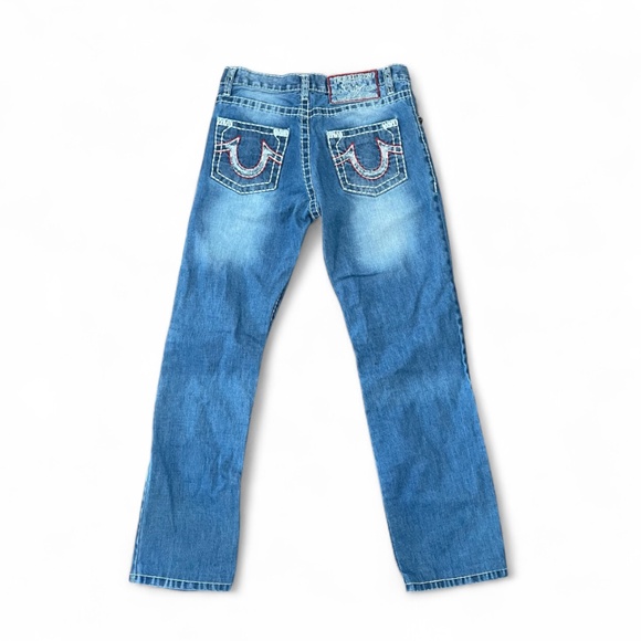 Iconic Y2K True Religion Mickey Big T Jeans Wide Stitching Low Rise Sz 32 - Picture 1 of 10